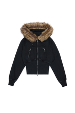 Load image into Gallery viewer, Faux Fur Zip-Up Hoodie
